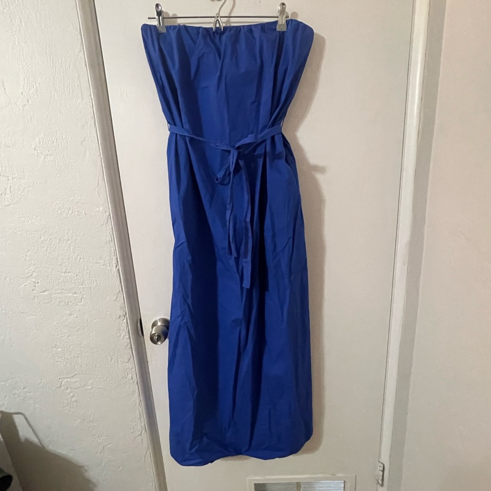 JCrew strapless maxi dress.